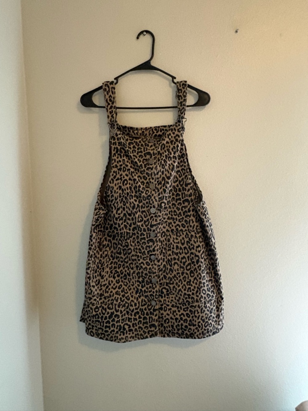 SO Leopard-Pattern Pinafore in Beige and Black